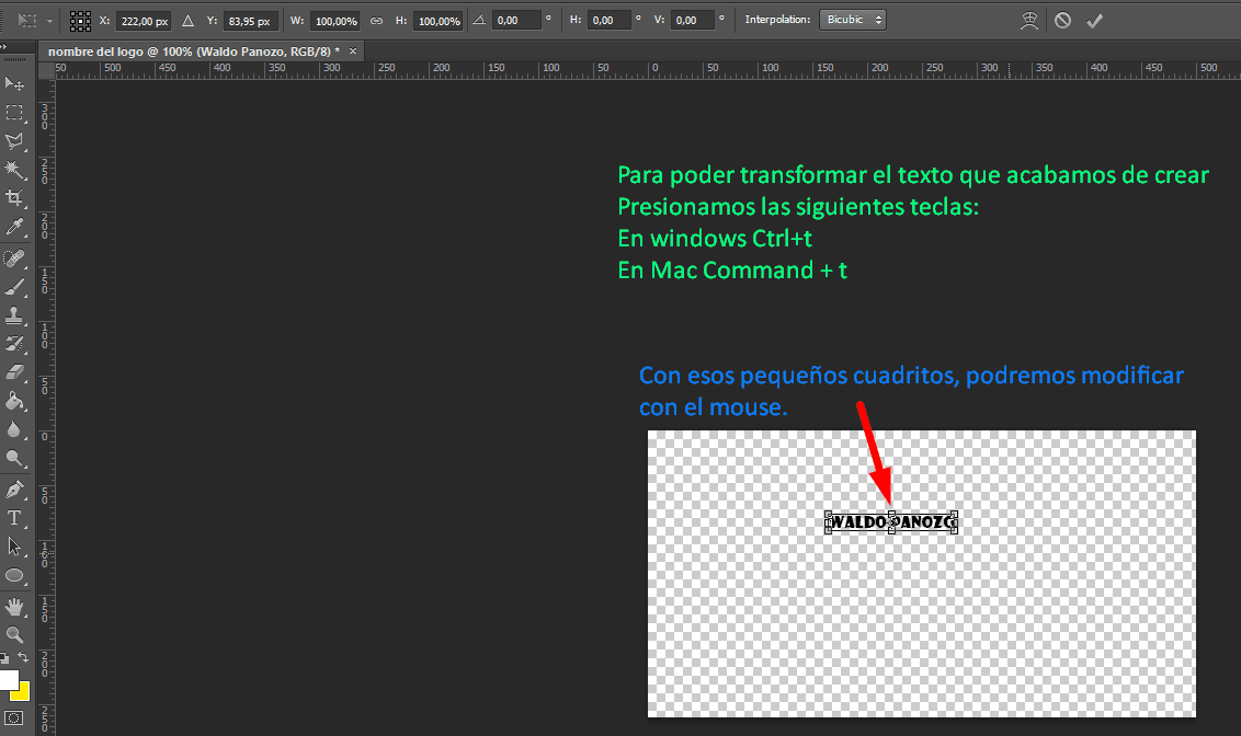 modificando el texto en photoshop - paso a paso